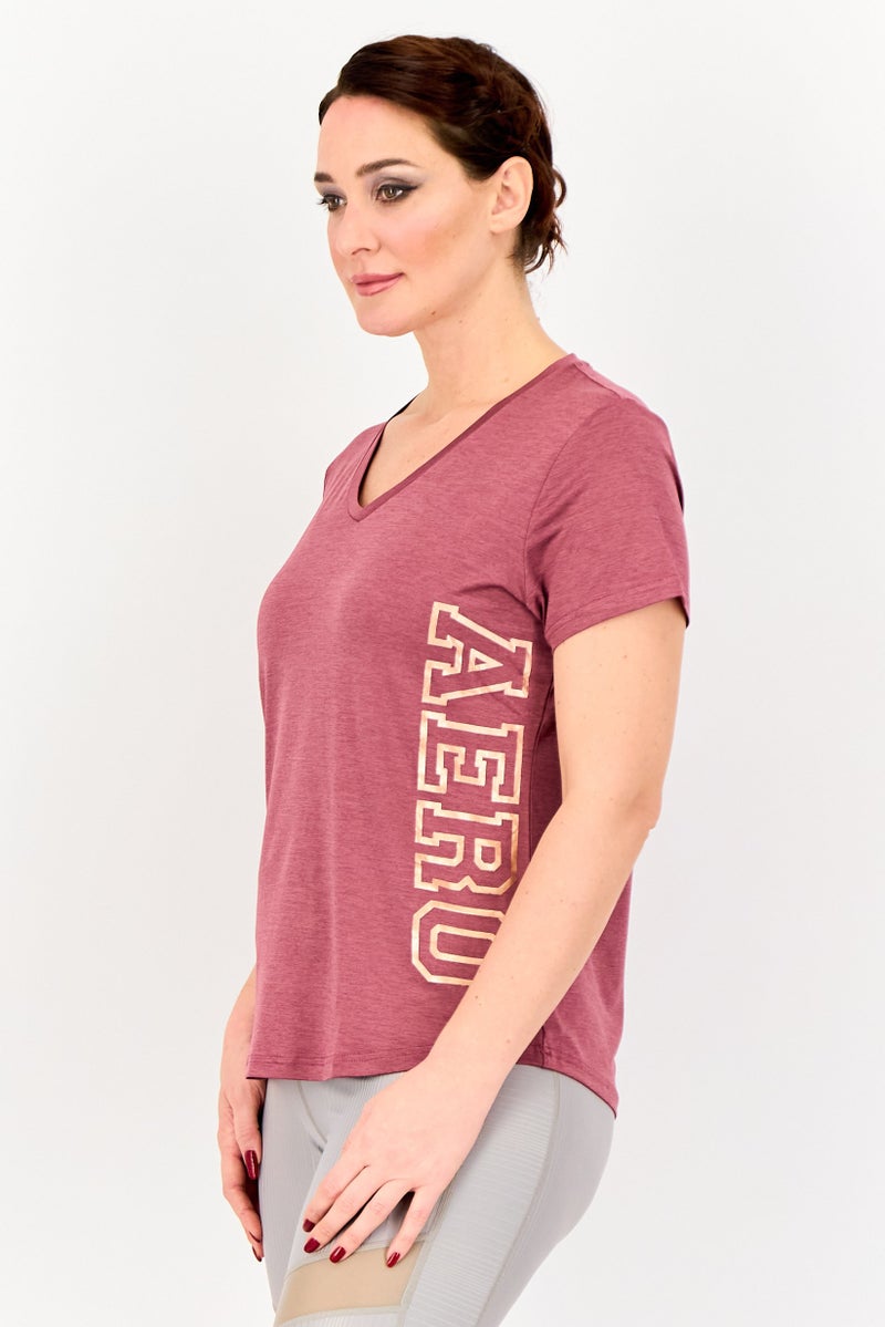 Aeropostale تي شيرت تدريب قصير الأكمام للنساء، موف - Image 4